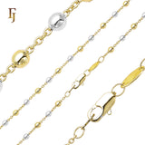 .Cadenas de cuentas con eslabones tipo cable chapadas en oro blanco, oro de 14 quilates, oro rosa, dos tonos
