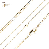 Glossy Solid snail link chains plated in 14K Gold, Rose Gold, two tone, 18K Gold, White Gold