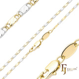 Solid snail link hammered chains plated in 14K Gold, Rose Gold, two tone, white gold