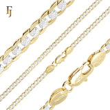 Correntes marteladas dispersas com elos de meio-fio banhadas em ouro 14K ou ouro rosa