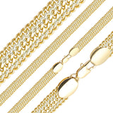 Three way link Cuban chains plated in 14K Gold, Rose Gold two tone