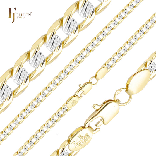 Curb link slashes hammered chains plated in 14K Gold