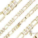 .Cadenas martilladas onduladas con eslabones Figaro chapadas en oro de 14 quilates, oro rosa, dos tonos