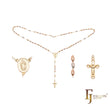 Italian Virgin of Guadalupe Catholic (Hollow Cut-Out Oval Beads) 14K Gold two tone Rosary Necklace