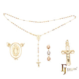 Italian Virgin of Guadalupe Catholic Rosary Necklace (Grooved Beads) plated in 14K Gold two tone