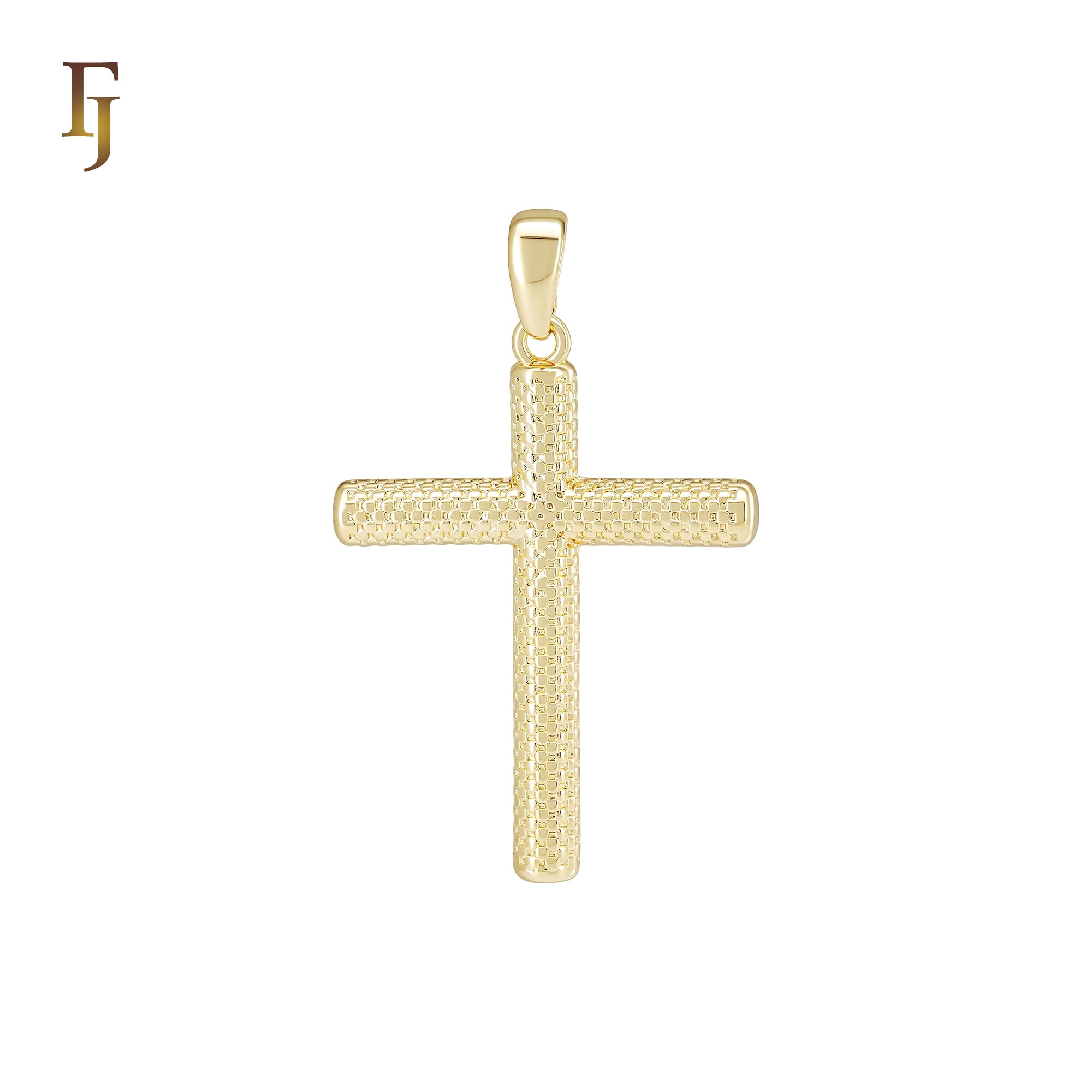 Textured Latin style 14K Gold Religious  Cross Pendant