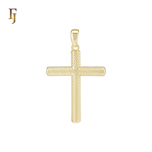Textured Latin style 14K Gold Religious  Cross Pendant