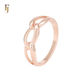 Geometric Glossy triple linked Rose Gold 6.7mm Fashion Rings