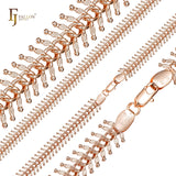 Rose Gold Fish bone link chains plated in 14K Gold, Rose Gold