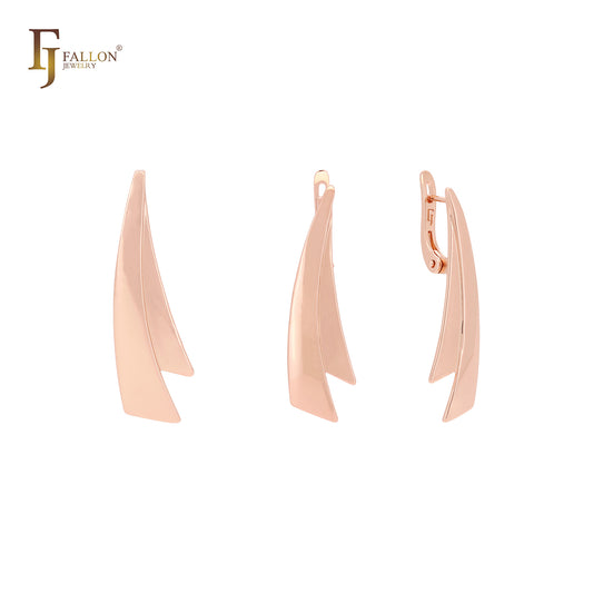 Conjunto de oro rosa con colgante de diseño minimalista con flecha curva hacia arriba