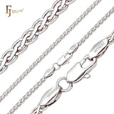 Spiga wheat glossy chains plated in White Gold, 14K Gold, Rose Gold, two tone