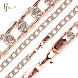 Ripple hammered Curb chains plated in 14K Gold two tone