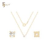 Collar de oro de 14 quilates con eslabones de clip y circonita blanca solitaria