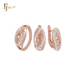 Conjunto de joyas de dos tonos en oro rosa con anillos y ondas nubladas ovaladas de filigrana