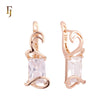 Elegant triangular Solitaire white CZ Rose Gold Russian Lock Earrings
