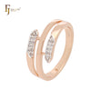 Anillos de moda de oro rosa en dos tonos con triple fila de circonitas blancas