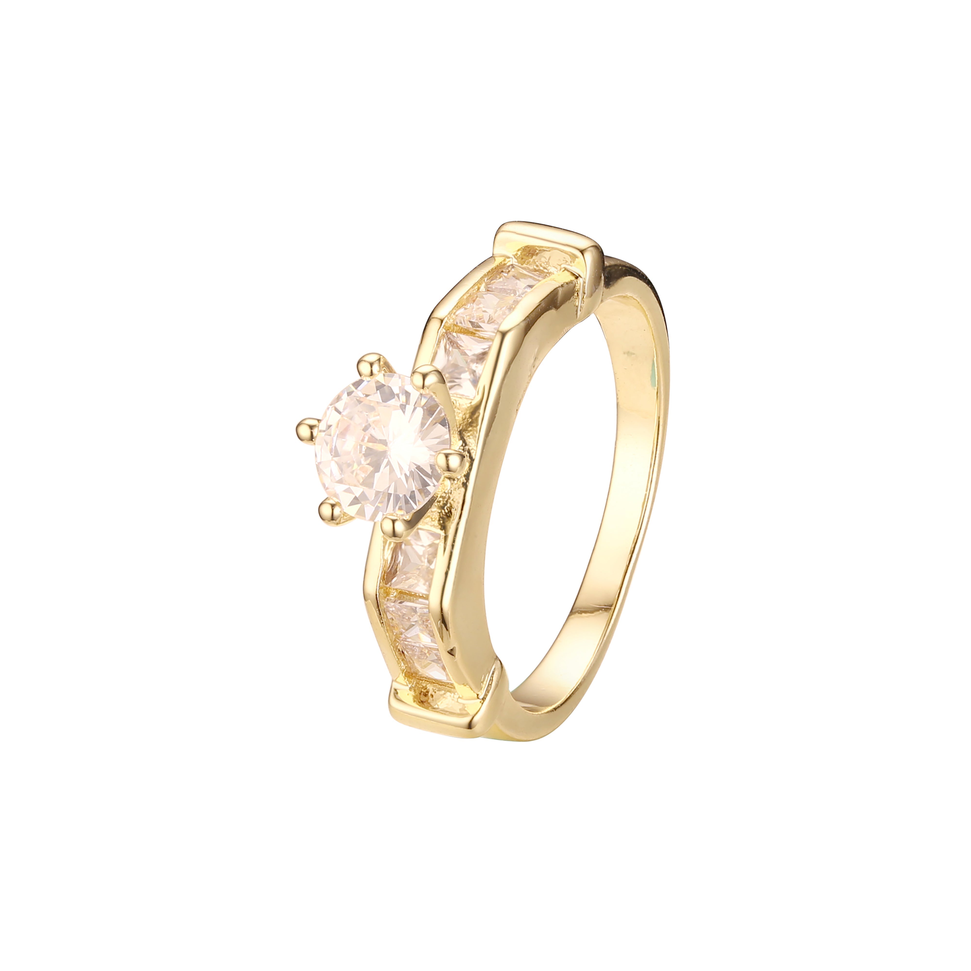 Anillos solitarios apilables con circonita blanca en oro de 18 quilates, oro blanco y colores chapados en oro de 14 quilates.
