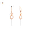 Double Disc with Silver pin drop Rose Gold two tone Russian Lock Earrings