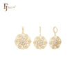 Conjunto de joyas de oro de 14 quilates con colgante y forma de flor de molino de viento hexagonal