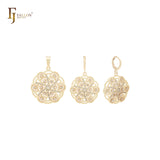 Conjunto de joyas de oro de 14 quilates con colgante y forma de flor de molino de viento hexagonal