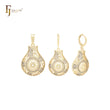 Conjunto de joyas de oro de 14 quilates con circonitas blancas en forma de botella y colgante