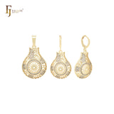 Conjunto de joyas de oro de 14 quilates con circonitas blancas en forma de botella y colgante