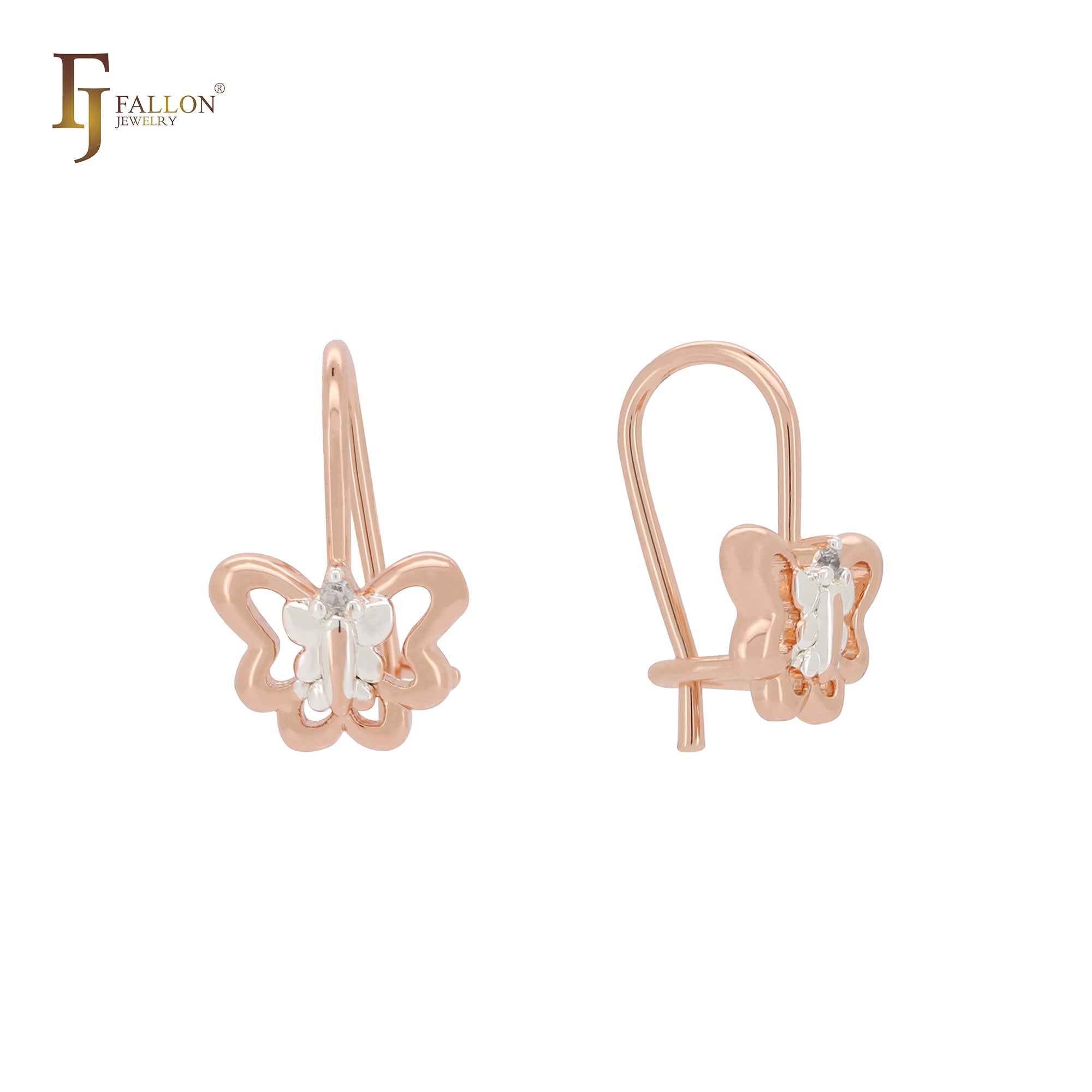 Детские серьги-крючки Mia's Butterfly Rose Gold в двухцветном исполнении