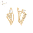 Pendientes de clip de oro de 14 quilates con forma de diente y circonitas cúbicas de colores.