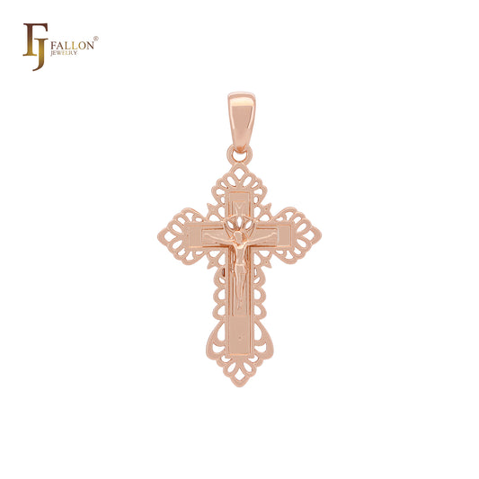 Crucifijo Jesús Cruz Colgante Oro Rosa