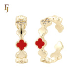 Lucky Cluster white CZs Clover clovers of Black, white or Red Onyx 14K Gold, Rose Gold Pendant