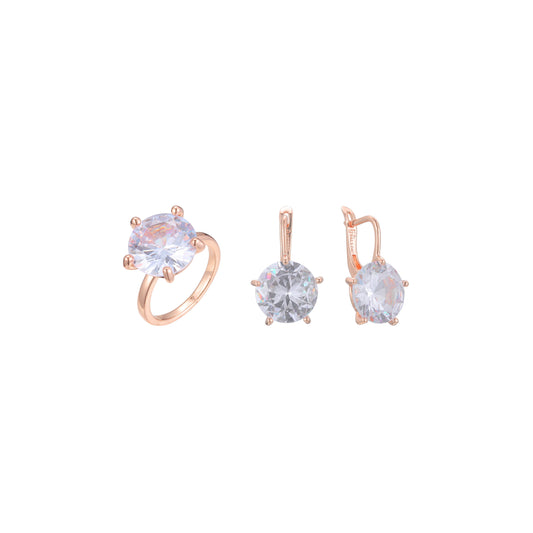 Juego de joyas de anillos de piedra de solitario gigante grande minimalista chapado en colores oro rosa
