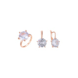 Juego de joyas de anillos de piedra de solitario gigante grande minimalista chapado en colores oro rosa