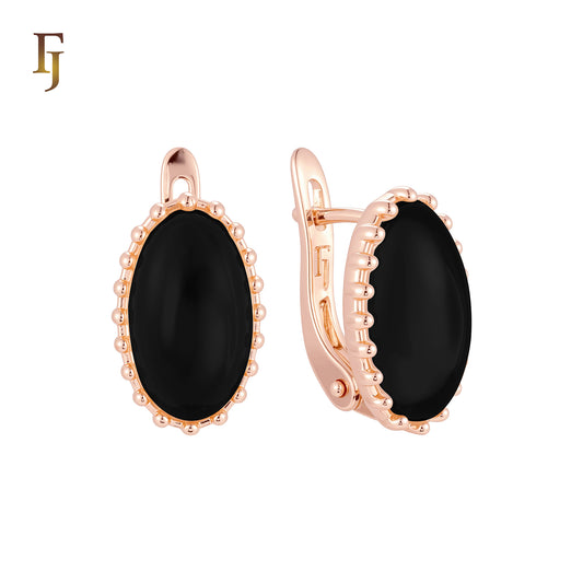 Colorful Cabochon stone Rose Gold Russian Lock Earrings