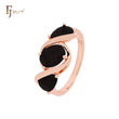 Anillos de moda en oro rosa con triple racimo de circonitas de colores