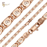 Snail eddy vortex link chains plated in 14K Gold, Rose Gold, two tone