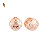 Rounded white CZs geometric 14K Gold, Rose Gold Huggie Earrings