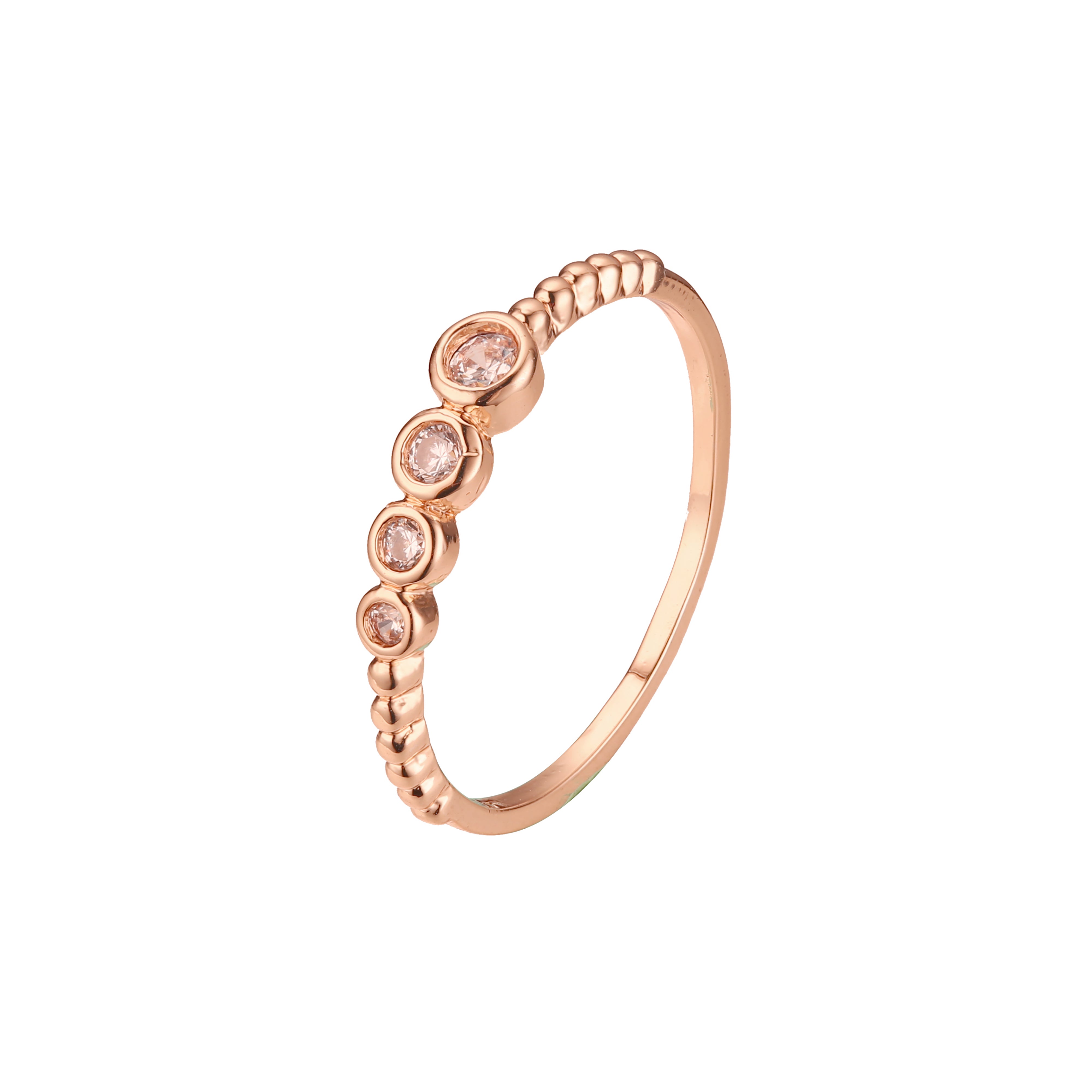 Anillos de cuatro piedras en Oro de 14K, colores baño de Oro Rosa