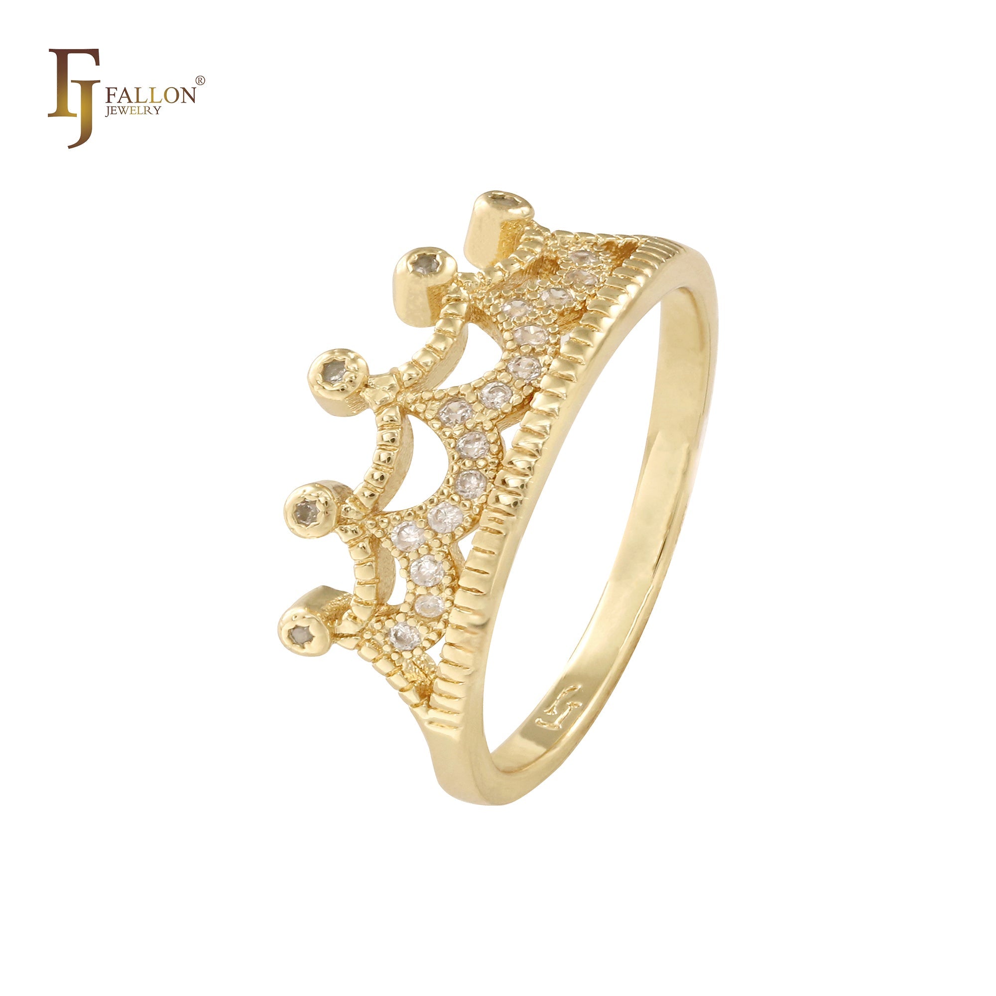Anillos de corona con circonitas blancas pavimentadas