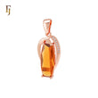 Oblong Orange Amber Solitaire Rose Gold Pendant