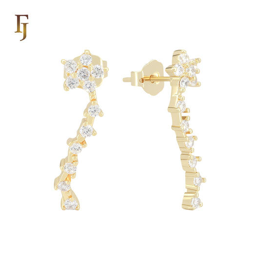 Constellation white CZs cluster 14K Gold Stud Earrings