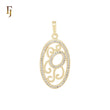 Geometric Oval white CZs Geometric 14K Gold Pendant