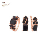 Conjunto de joyas de oro rosa con anillos y lujosos circonitas cúbicas de colores