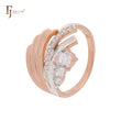 Anillos de moda de dos tonos en oro rosa Swan Queen con lujosos grupos de circonitas blancas