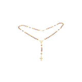 Italian Virgin of Guadalupe Catholic Rosary Necklace (Grooved Beads) plated in 14K Gold two tone