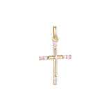 Sided Paved Cluster white CZs Rose Gold, White Gold, 14K Gold Latin Cross Pendant