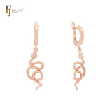 Pendientes largos de clip con forma de serpiente en oro rosa