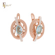 Серьги-клипсы Solitaire Lake Blue CZ с перекрещивающимися кругами из розового золота двухцветного цвета