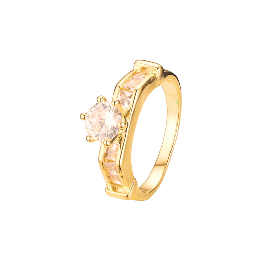 Anillos solitarios apilables con circonita blanca en oro de 18 quilates, oro blanco y colores chapados en oro de 14 quilates.