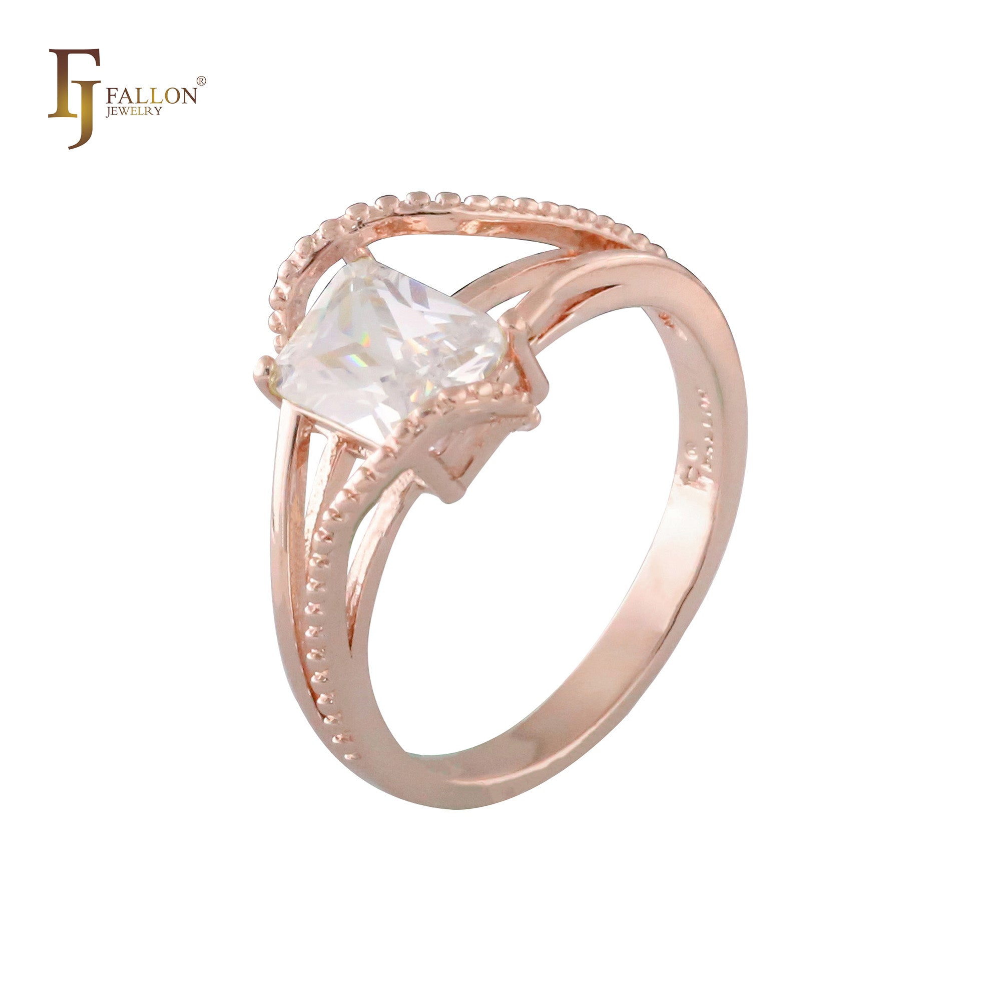 Anillos solitarios de oro rosa con circonitas coloridas