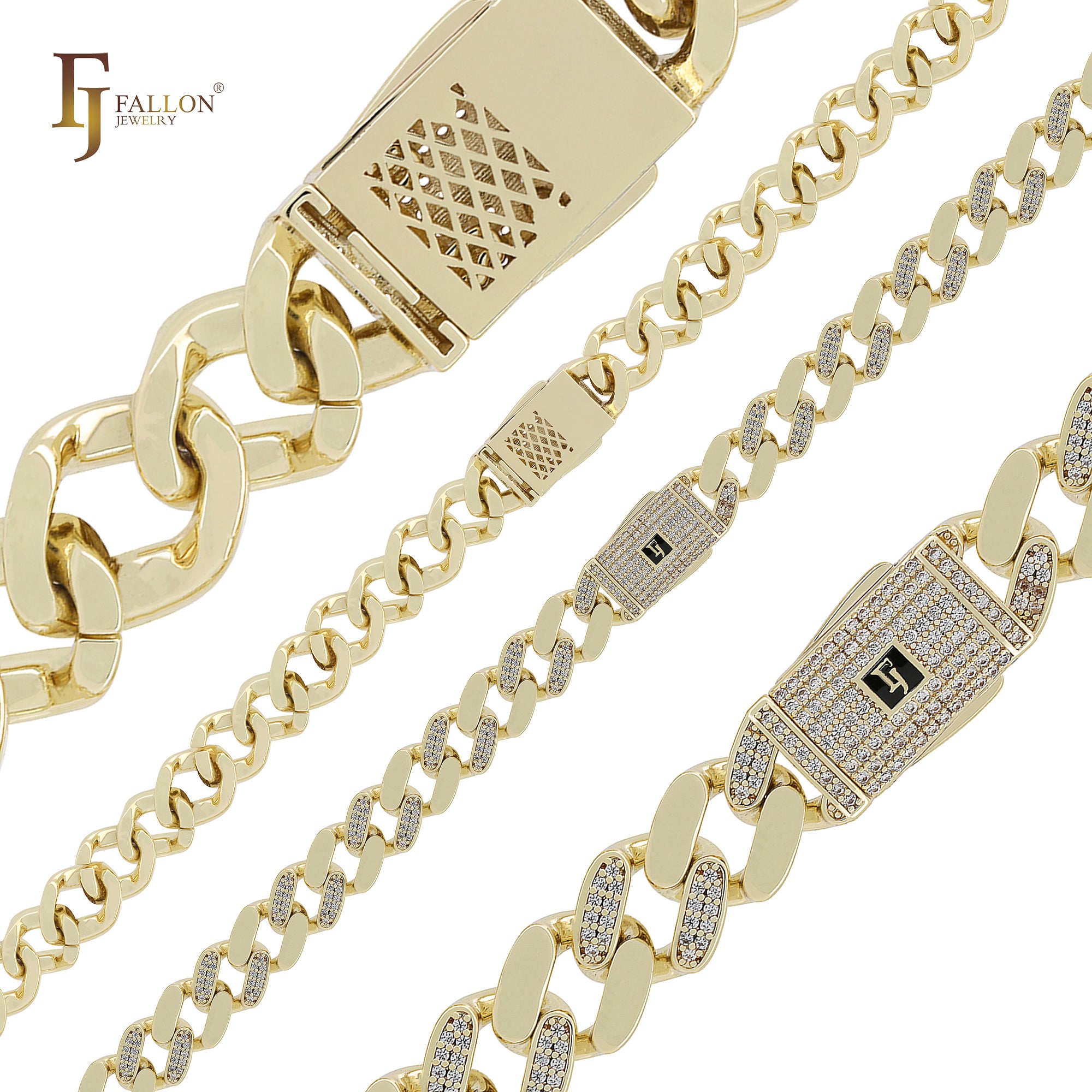 Pulseras de cadena de oro de 14 quilates con eslabones cubanos gruesos y compactos de cobre ultrafino